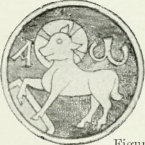 An illustration from Die byzantinischen Zellenschmelze der Sammlung Alex. von Swenigorodskoï und das darüber veröffentlichte Prachtwerk. Archäologisch-kunstgeschichtliche Studie, 1896, leaf 483