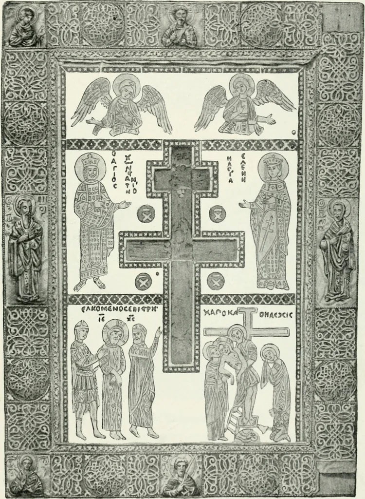 An illustration from Die byzantinischen Zellenschmelze der Sammlung Alex. von Swenigorodskoï und das darüber veröffentlichte Prachtwerk. Archäologisch-kunstgeschichtliche Studie, 1896, leaf 491