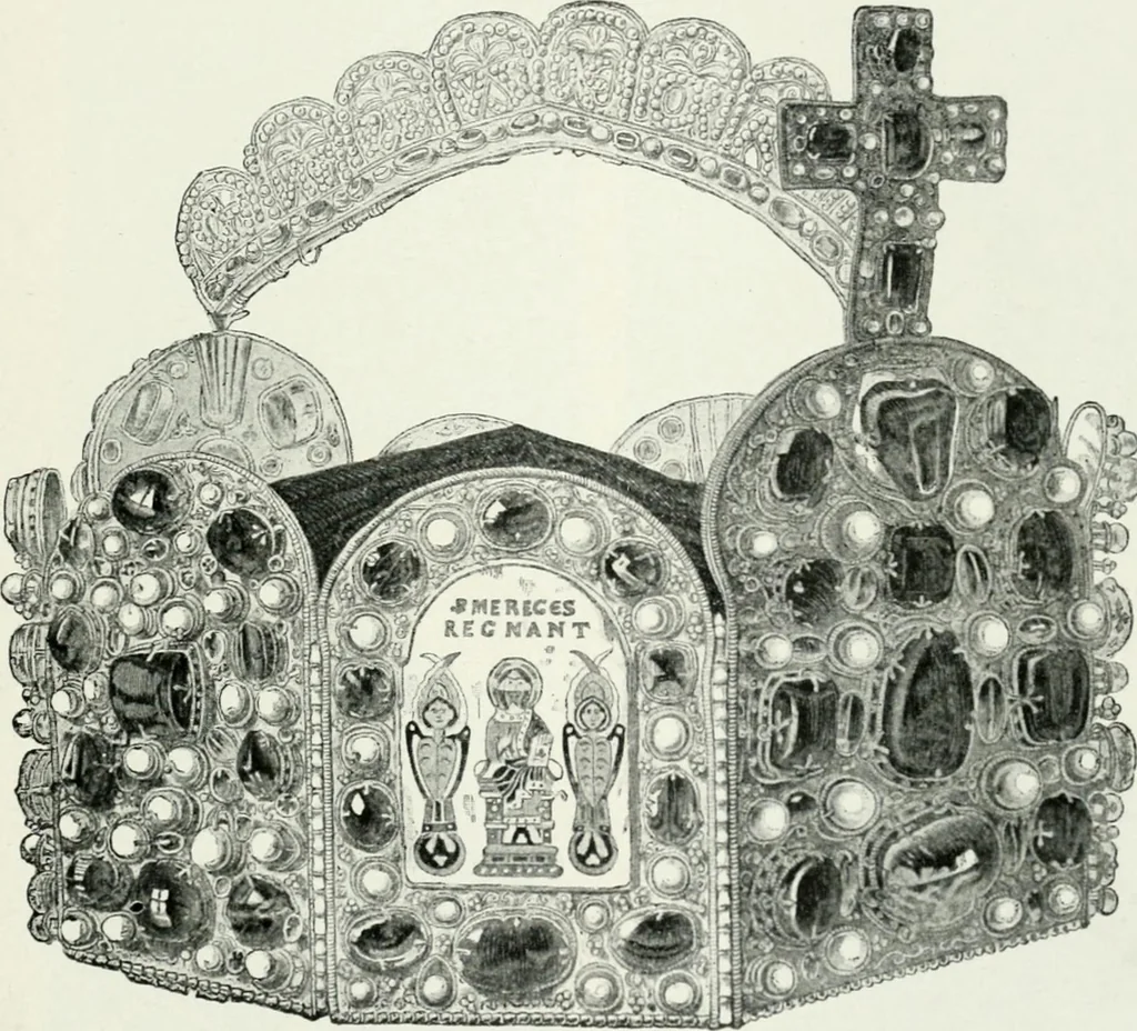 An illustration from Die byzantinischen Zellenschmelze der Sammlung Alex. von Swenigorodskoï und das darüber veröffentlichte Prachtwerk. Archäologisch-kunstgeschichtliche Studie, 1896, leaf 493