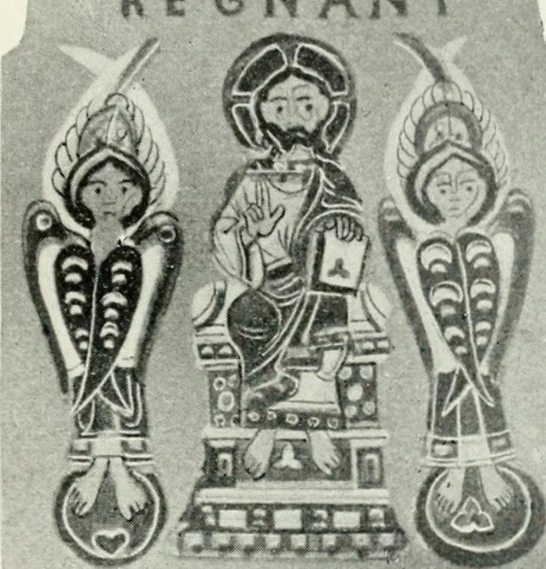 An illustration from Die byzantinischen Zellenschmelze der Sammlung Alex. von Swenigorodskoï und das darüber veröffentlichte Prachtwerk. Archäologisch-kunstgeschichtliche Studie, 1896, leaf 495