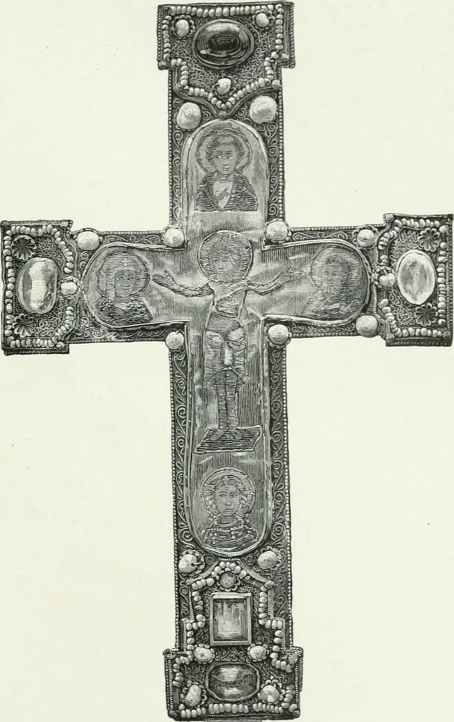 An illustration from Die byzantinischen Zellenschmelze der Sammlung Alex. von Swenigorodskoï und das darüber veröffentlichte Prachtwerk. Archäologisch-kunstgeschichtliche Studie, 1896, leaf 509