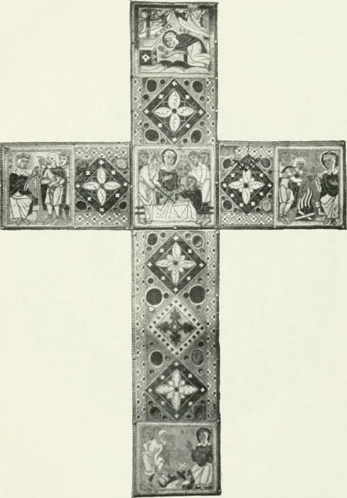 An illustration from Die byzantinischen Zellenschmelze der Sammlung Alex. von Swenigorodskoï und das darüber veröffentlichte Prachtwerk. Archäologisch-kunstgeschichtliche Studie, 1896, leaf 521