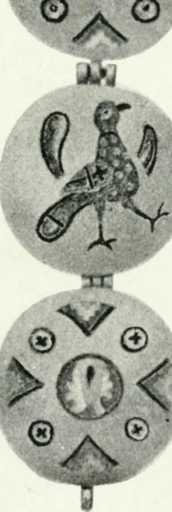 An illustration from Die byzantinischen Zellenschmelze der Sammlung Alex. von Swenigorodskoï und das darüber veröffentlichte Prachtwerk. Archäologisch-kunstgeschichtliche Studie, 1896, leaf 531