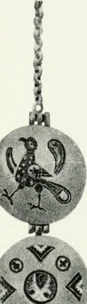 An illustration from Die byzantinischen Zellenschmelze der Sammlung Alex. von Swenigorodskoï und das darüber veröffentlichte Prachtwerk. Archäologisch-kunstgeschichtliche Studie, 1896, leaf 531
