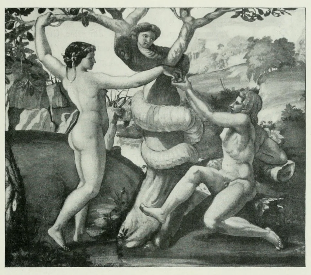 An illustration from Die Darstellung des ersten Menschenpaares in der bildenen Kunst von der ältesten Zeit bis auf unsere Tage, 1903, leaf 189