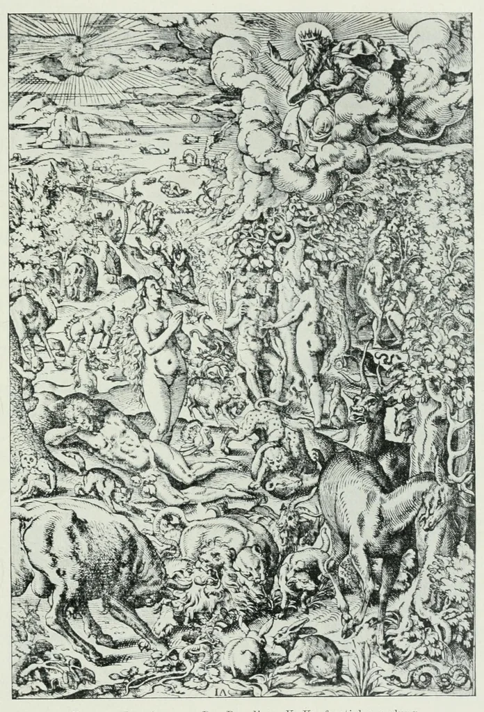 An illustration from Die Darstellung des ersten Menschenpaares in der bildenen Kunst von der ältesten Zeit bis auf unsere Tage, 1903, leaf 219