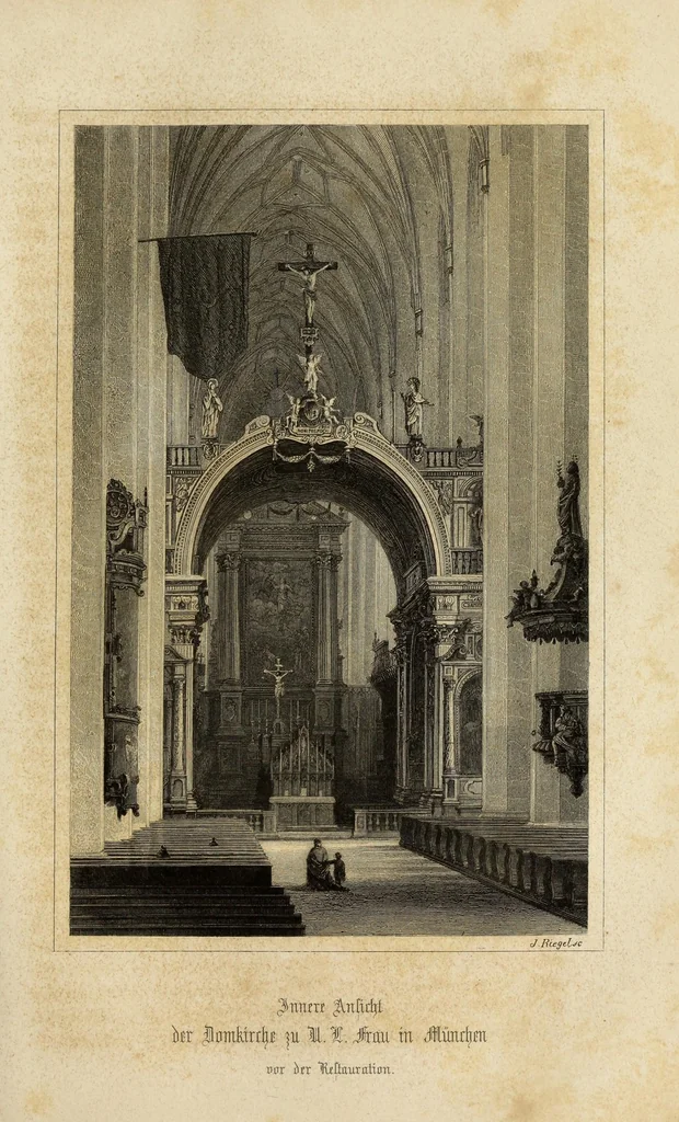 An illustration from Die Domkirche zu U.L. Frau in München : Geschichte und Beschreibung derselben, ihrer Altäre, Monumente und Stiftungen, sammt der Geschichte des Stiftes, der Pfarrei und des Domcapitels, 1868, leaf 165