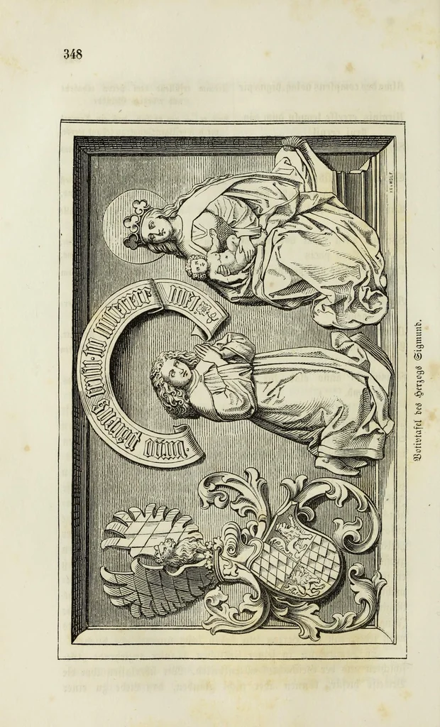 An illustration from Die Domkirche zu U.L. Frau in München : Geschichte und Beschreibung derselben, ihrer Altäre, Monumente und Stiftungen, sammt der Geschichte des Stiftes, der Pfarrei und des Domcapitels, 1868, leaf 398