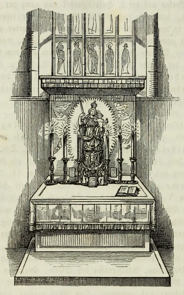 An illustration from Die Domkirche zu U.L. Frau in München : Geschichte und Beschreibung derselben, ihrer Altäre, Monumente und Stiftungen, sammt der Geschichte des Stiftes, der Pfarrei und des Domcapitels, 1868, leaf 724