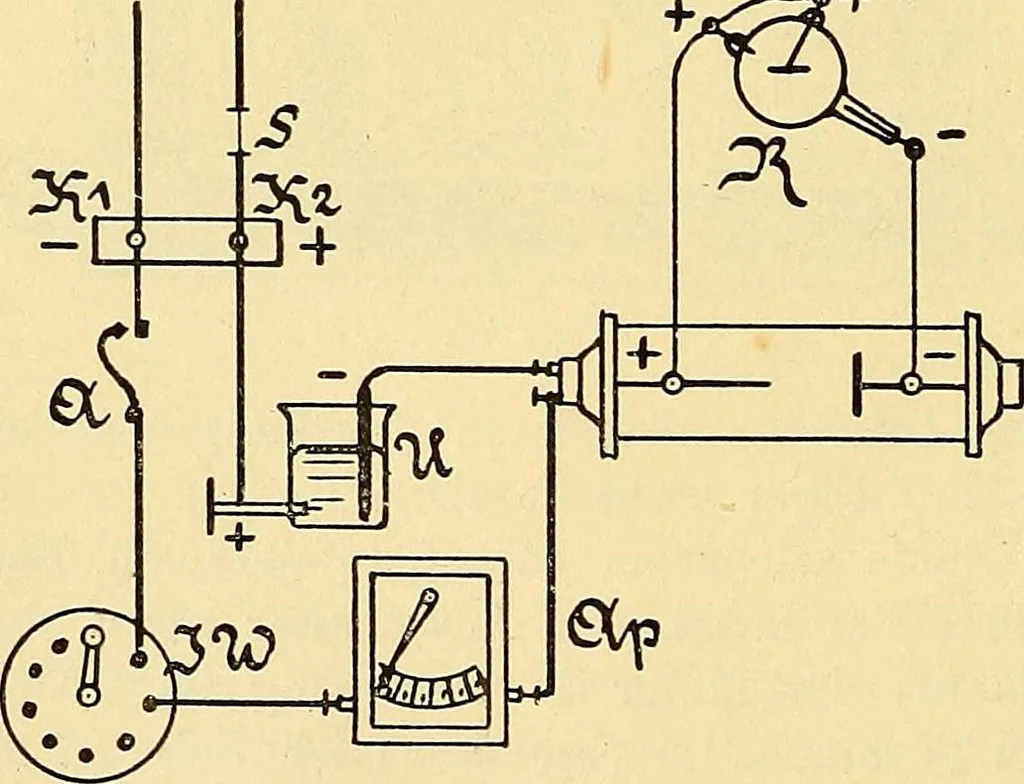 An illustration from Die Einrichtungen zur Erzeugung der Roentgenstrahlen und ihr Gebrauch : gemeinfasslich dargestellt insbesondere auch für Ärzte und Kliniken, 1899, leaf 110