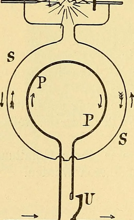 An illustration from Die Einrichtungen zur Erzeugung der Roentgenstrahlen und ihr Gebrauch : gemeinfasslich dargestellt insbesondere auch für Ärzte und Kliniken, 1899, leaf 42
