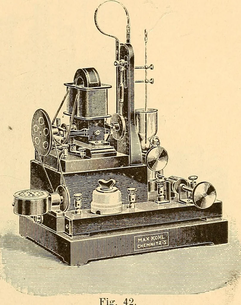 An illustration from Die Einrichtungen zur Erzeugung der Roentgenstrahlen und ihr Gebrauch : gemeinfasslich dargestellt insbesondere auch für Ärzte und Kliniken, 1899, leaf 65