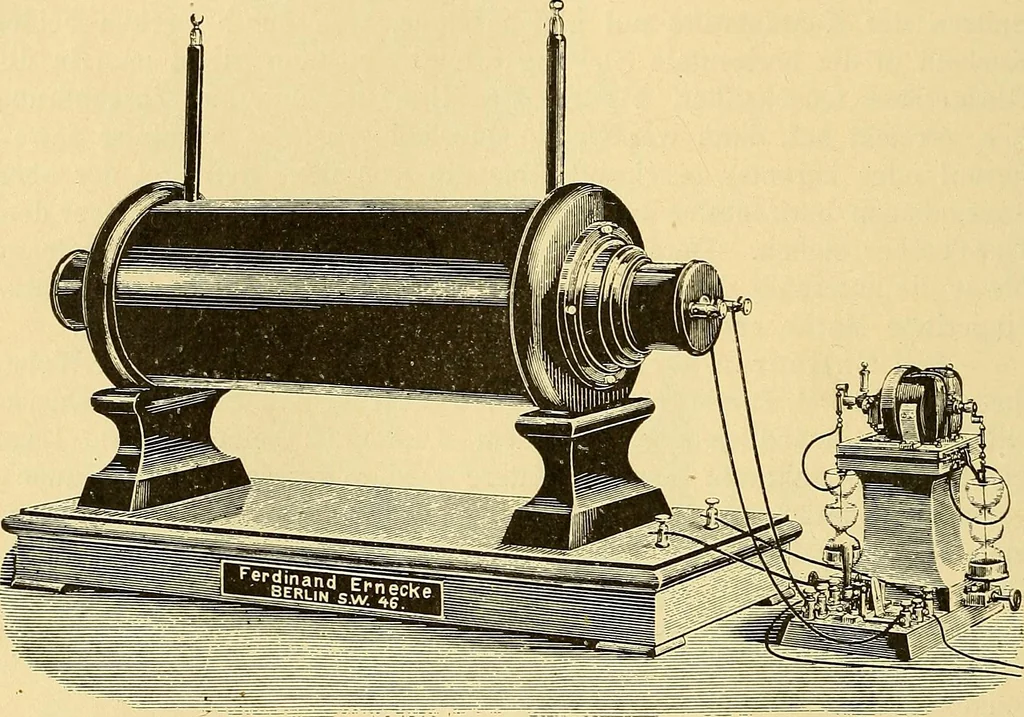 An illustration from Die Einrichtungen zur Erzeugung der Roentgenstrahlen und ihr Gebrauch : gemeinfasslich dargestellt insbesondere auch für Ärzte und Kliniken, 1899, leaf 70