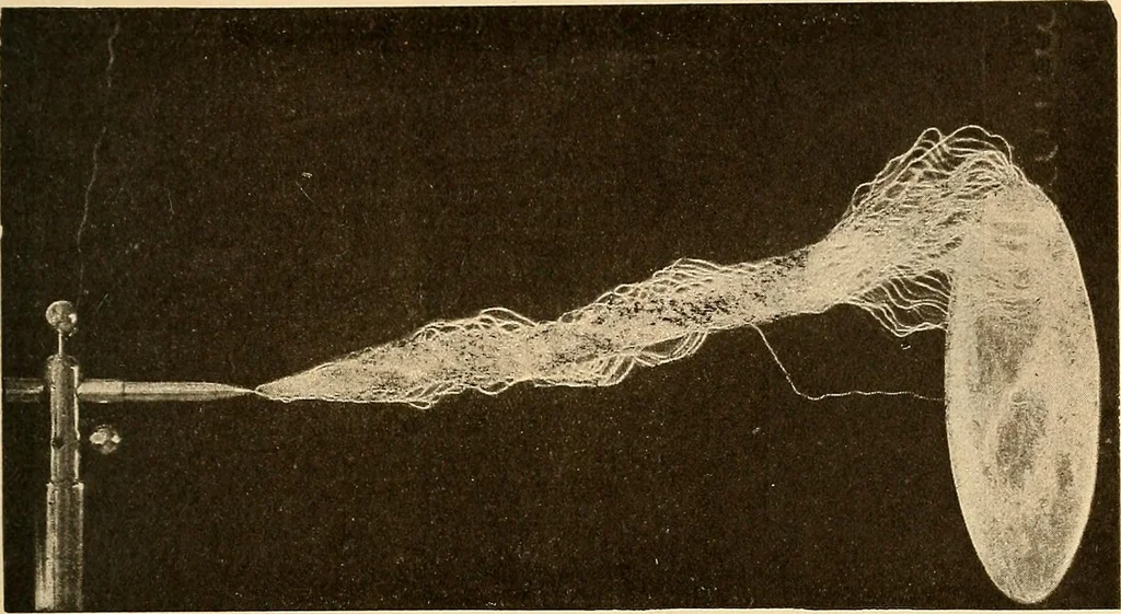An illustration from Die Einrichtungen zur Erzeugung der Roentgenstrahlen und ihr Gebrauch : gemeinfasslich dargestellt insbesondere auch für Ärzte und Kliniken, 1899, leaf 77