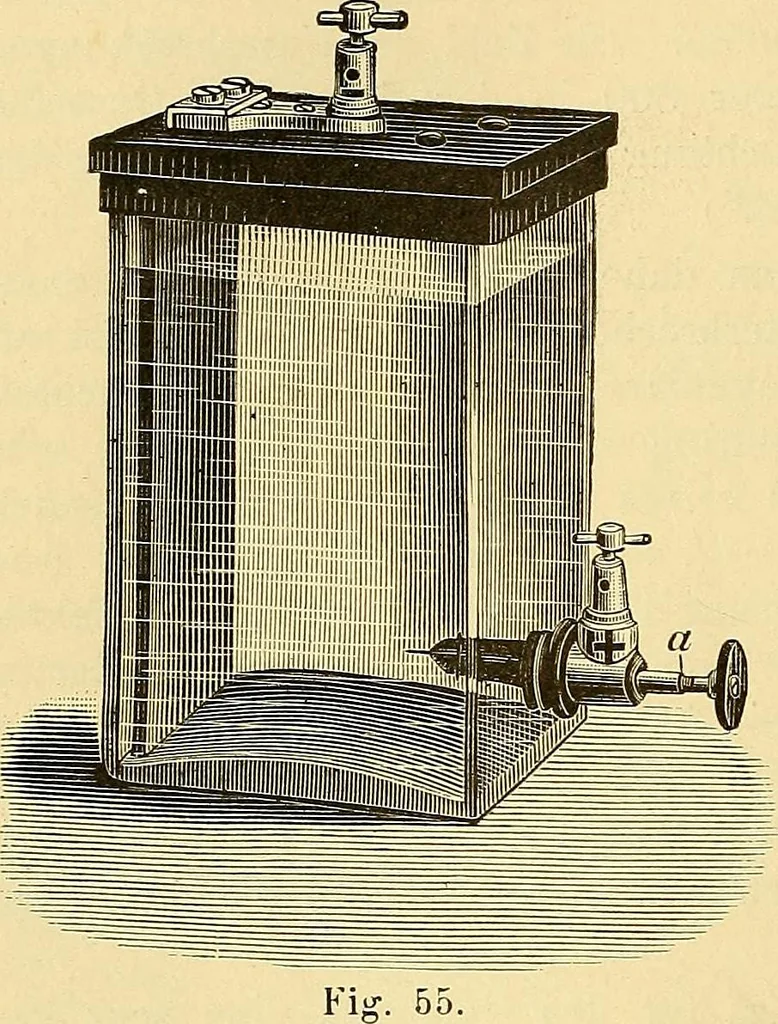 An illustration from Die Einrichtungen zur Erzeugung der Roentgenstrahlen und ihr Gebrauch : gemeinfasslich dargestellt insbesondere auch für Ärzte und Kliniken, 1899, leaf 80