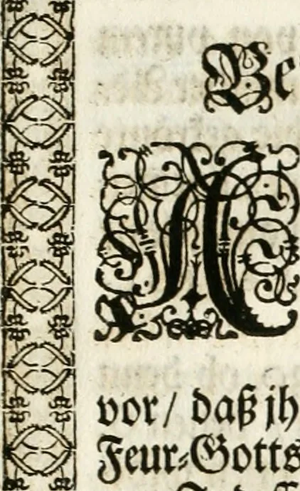An illustration from Die Fackel des Prometheus : künstliches Lust-Feuer, als beede kayserliche Mayestätten Leopold und Eleonora Magdalena Theresia, nach dero zu Passau gehaltenem hochzeitlichen Beylager zu Wienn eingezogen, vor dem Burg-Thor gehalten, 1677, leaf 14