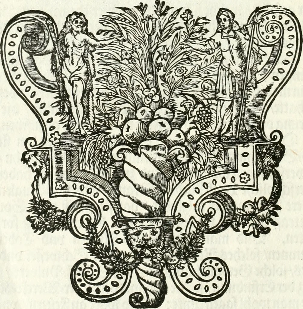 An illustration from Die Fackel des Prometheus : künstliches Lust-Feuer, als beede kayserliche Mayestätten Leopold und Eleonora Magdalena Theresia, nach dero zu Passau gehaltenem hochzeitlichen Beylager zu Wienn eingezogen, vor dem Burg-Thor gehalten, 1677, leaf 19