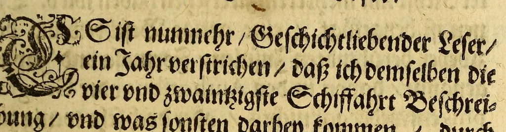 An illustration from Die fünff vnd zweyntzigste Schifffahrt, nach dem Königreich Chili in West-Indien, verrichtet durch Herrn Heinrich Brawern, vnd Herrn Elias Herckemann, im Jahr 1642, vnnd 1643. : Sambt einer Beschreibung der zweyen Insulen Formosa vnd Japan. Mit zugehörigen Kupffer-Taffeln, 1649, leaf 17
