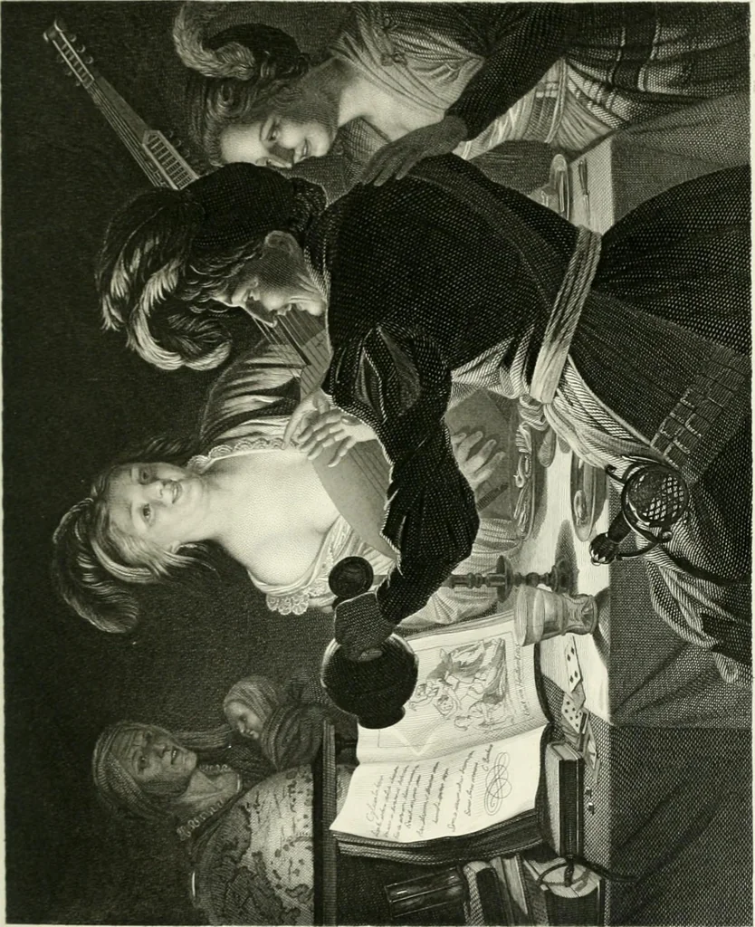 An illustration from Die Gallerien von München : eine Stahlstichsammlung der vorsüglichsten Gemälde der Königl. Pinakothek, der Herzogl. Leuchtenberg'schen und Schleissheimer Gallerien, 1856, leaf 135