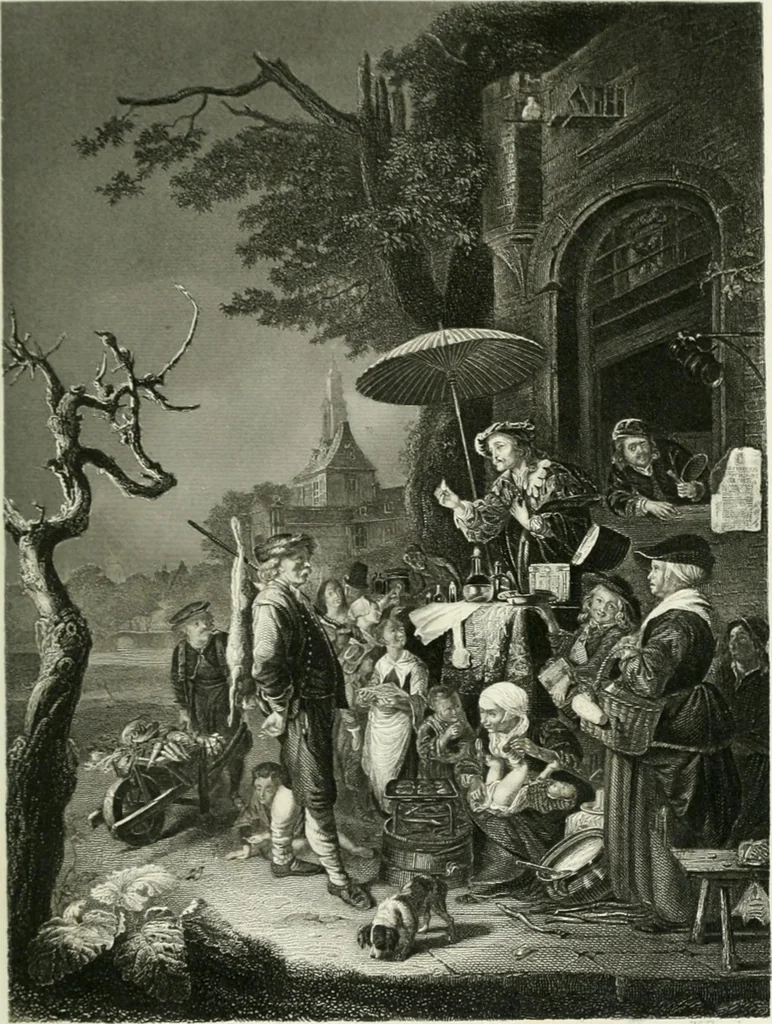 An illustration from Die Gallerien von München : eine Stahlstichsammlung der vorsüglichsten Gemälde der Königl. Pinakothek, der Herzogl. Leuchtenberg'schen und Schleissheimer Gallerien, 1856, leaf 163