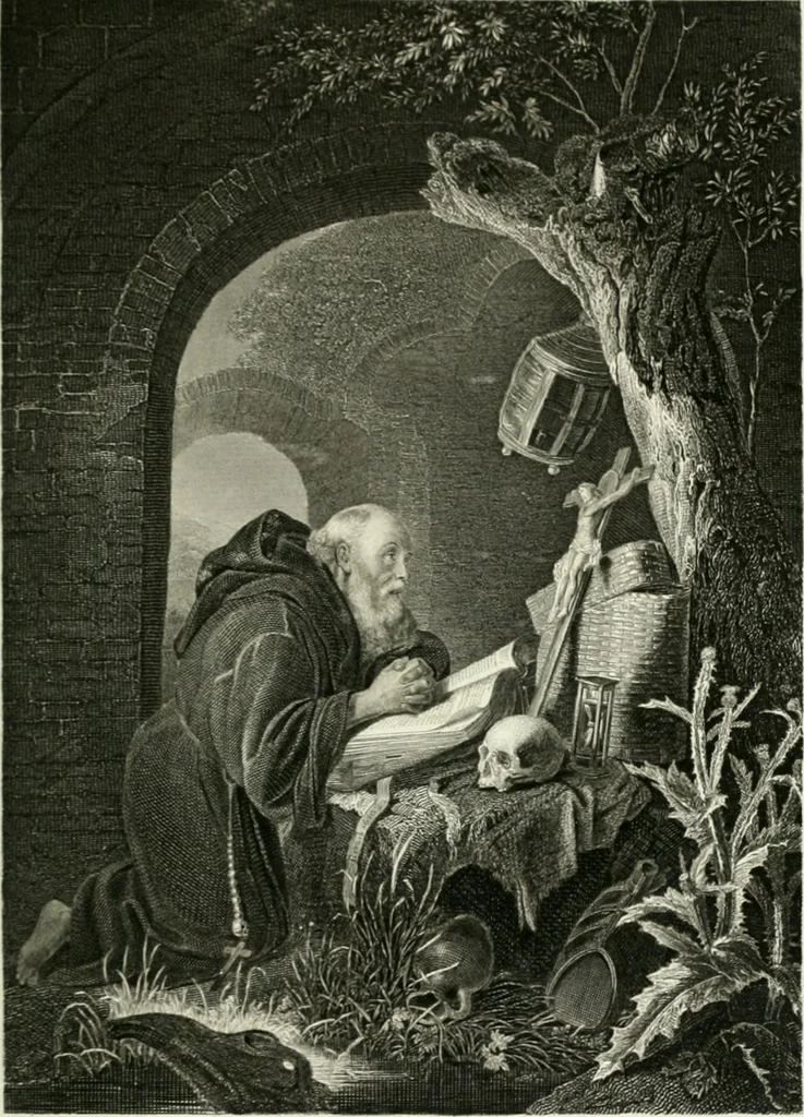 An illustration from Die Gallerien von München : eine Stahlstichsammlung der vorsüglichsten Gemälde der Königl. Pinakothek, der Herzogl. Leuchtenberg'schen und Schleissheimer Gallerien, 1856, leaf 189