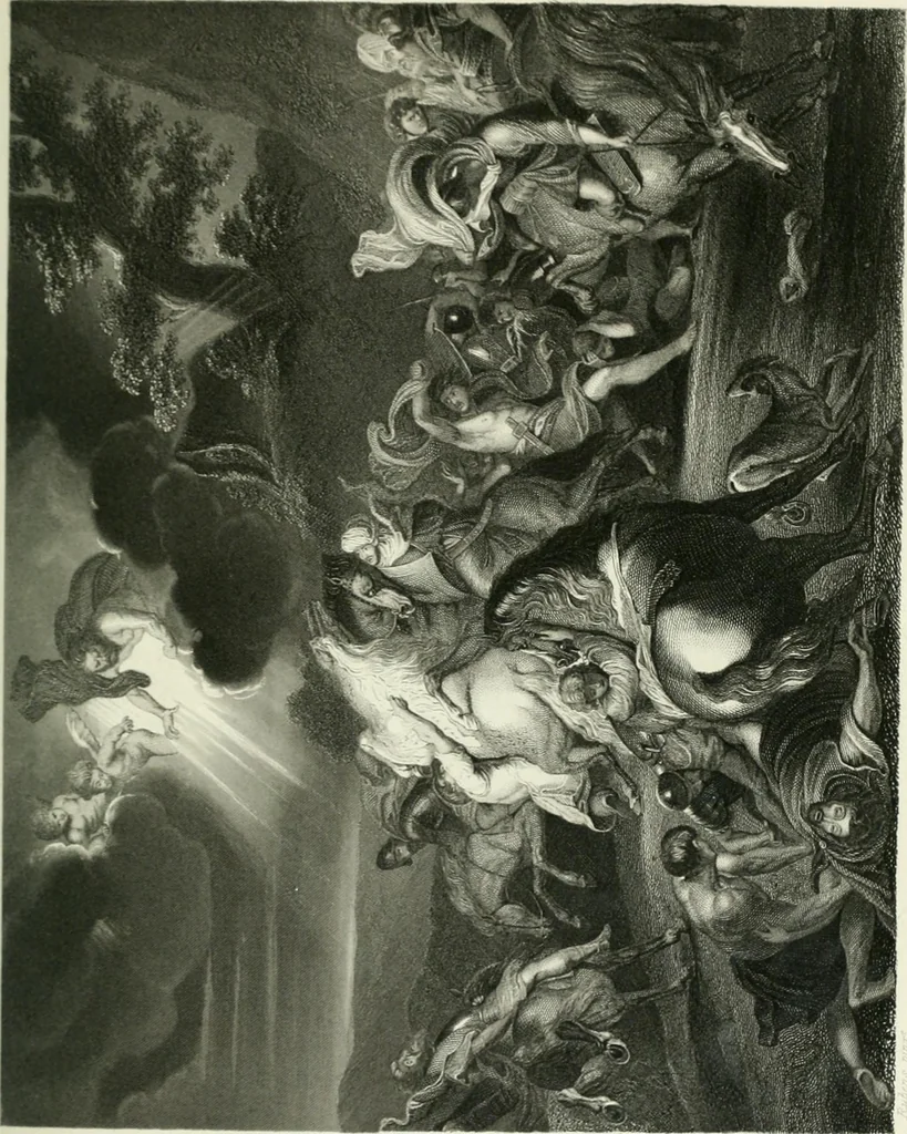 An illustration from Die Gallerien von München : eine Stahlstichsammlung der vorsüglichsten Gemälde der Königl. Pinakothek, der Herzogl. Leuchtenberg'schen und Schleissheimer Gallerien, 1856, leaf 209