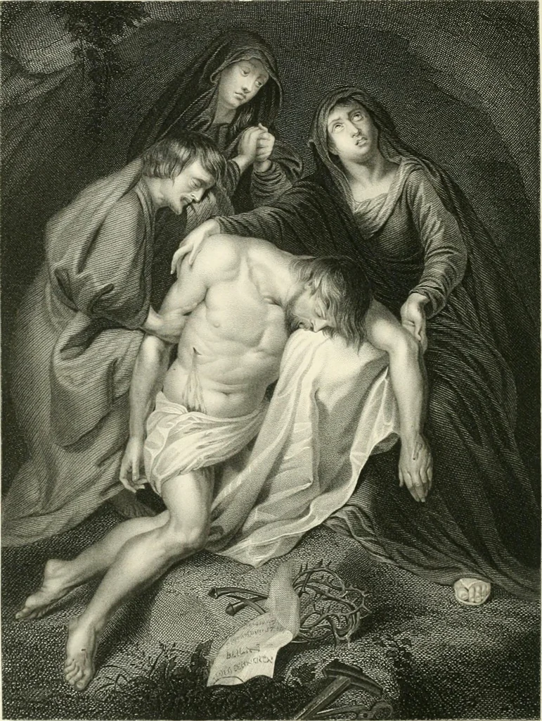 An illustration from Die Gallerien von München : eine Stahlstichsammlung der vorsüglichsten Gemälde der Königl. Pinakothek, der Herzogl. Leuchtenberg'schen und Schleissheimer Gallerien, 1856, leaf 226