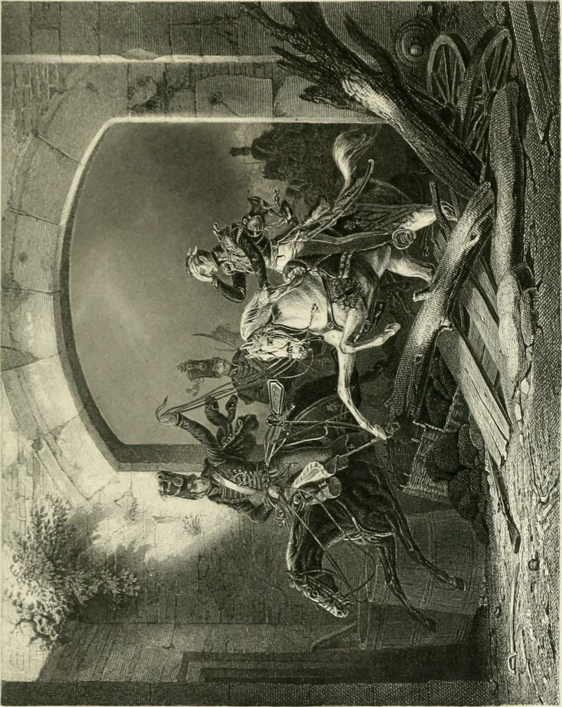 An illustration from Die Gallerien von München : eine Stahlstichsammlung der vorsüglichsten Gemälde der Königl. Pinakothek, der Herzogl. Leuchtenberg'schen und Schleissheimer Gallerien, 1856, leaf 27