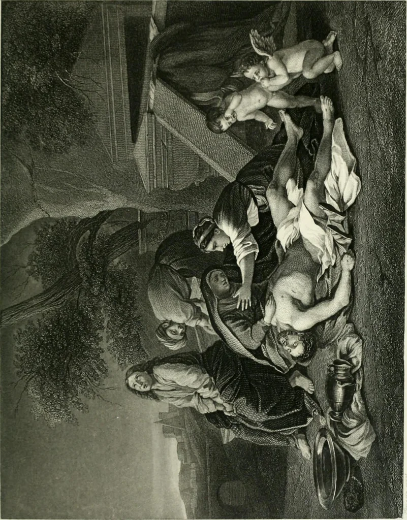 An illustration from Die Gallerien von München : eine Stahlstichsammlung der vorsüglichsten Gemälde der Königl. Pinakothek, der Herzogl. Leuchtenberg'schen und Schleissheimer Gallerien, 1856, leaf 307