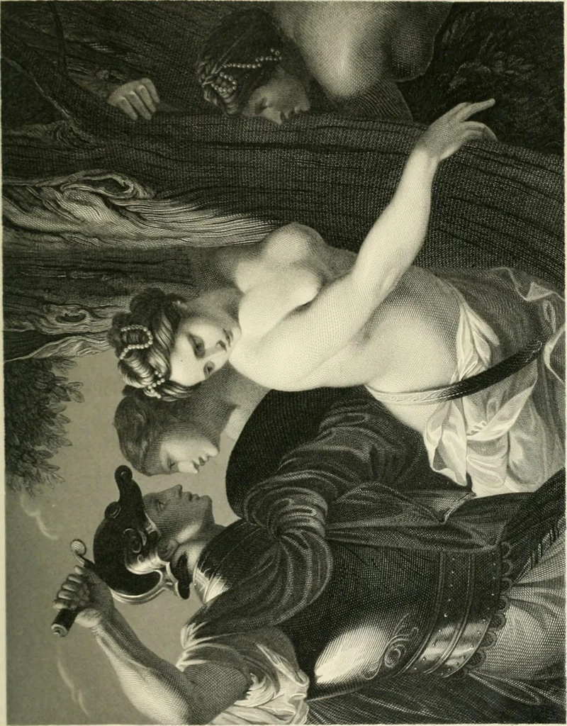 An illustration from Die Gallerien von München : eine Stahlstichsammlung der vorsüglichsten Gemälde der Königl. Pinakothek, der Herzogl. Leuchtenberg'schen und Schleissheimer Gallerien, 1856, leaf 429