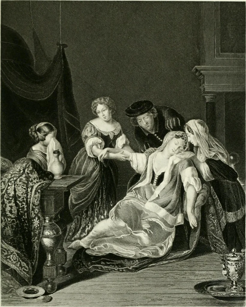 An illustration from Die Gallerien von München : eine Stahlstichsammlung der vorsüglichsten Gemälde der Königl. Pinakothek, der Herzogl. Leuchtenberg'schen und Schleissheimer Gallerien, 1856, leaf 477