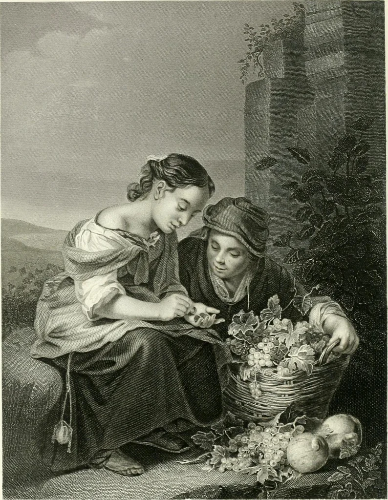 An illustration from Die Gallerien von München : eine Stahlstichsammlung der vorsüglichsten Gemälde der Königl. Pinakothek, der Herzogl. Leuchtenberg'schen und Schleissheimer Gallerien, 1856, leaf 98