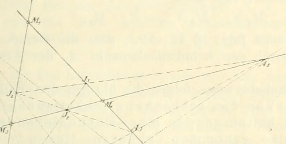 An illustration from Die geometrischen Constructionen, ausgeführt mittelst der geraden Linie und eines festen Kreises, als Lehrgegegenstand auf höheren Unterrichts-Anstalten und zur praktischen Benutzung, Hrsg. von A.J.v. Oettingen, 1895, leaf 44