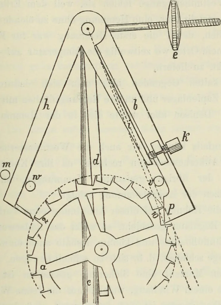 An illustration from Die Hemmungen der Uhren, ihre Entwicklung, Konstruktion, Reparatur und Behandlung vor der Reglage, nebst zugehörigen Tabellen zahlreichen Abbildungen und 6 Porträts. Allegemein verständlich für Uhrmacher, Ingenieure, Techniker u.s.w, 1905, leaf 34