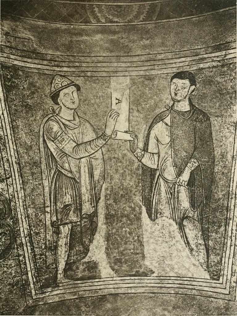 An illustration from Die hochromanische Wandmalerei in Regensburg, 1920, leaf 104
