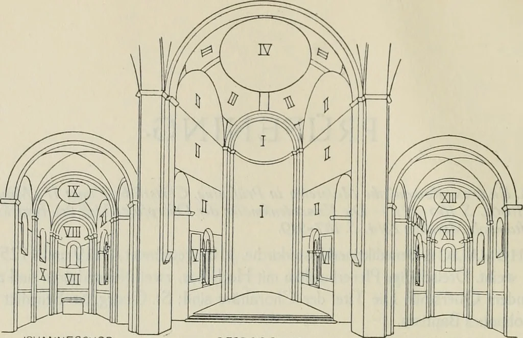 An illustration from Die hochromanische Wandmalerei in Regensburg, 1920, leaf 17