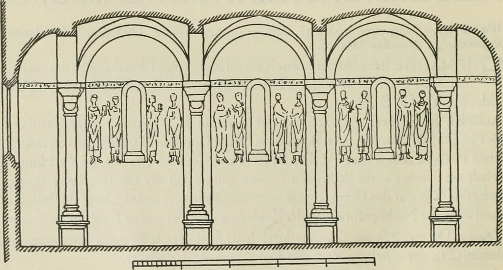 An illustration from Die hochromanische Wandmalerei in Regensburg, 1920, leaf 29