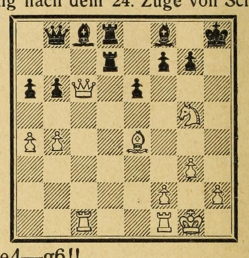 An illustration from Die hypermoderne schachpartie; ein schachlehr- und lese-buch, zugleich eine sammlung von 150 schönen meisterpartien aus den jahren 1914-1924, 1924, leaf 330