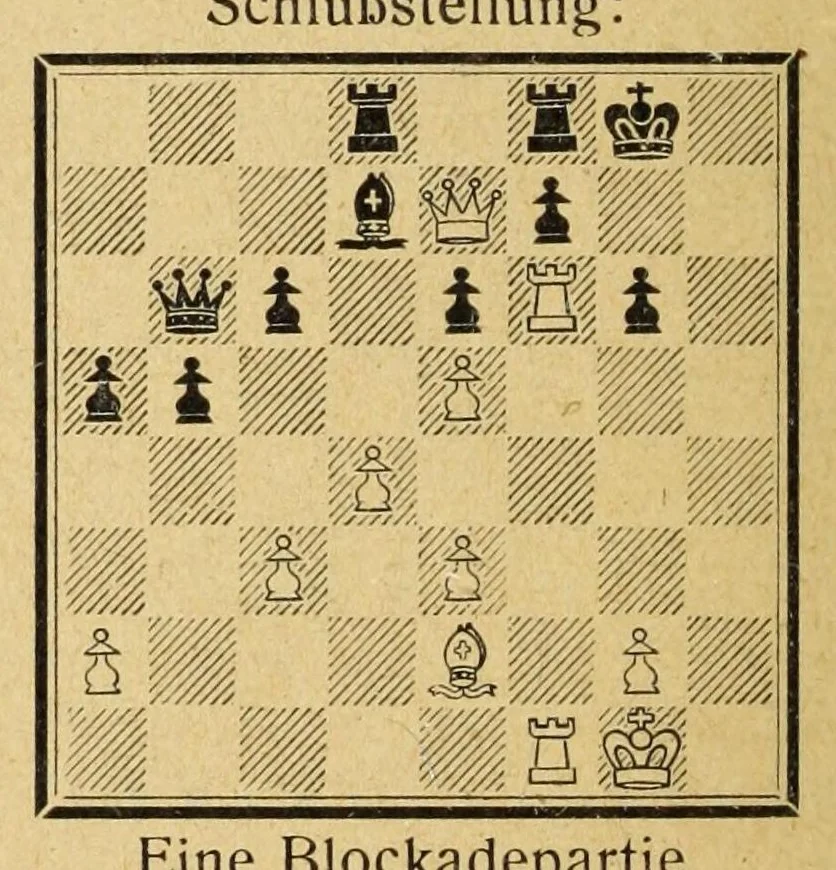 An illustration from Die hypermoderne schachpartie; ein schachlehr- und lese-buch, zugleich eine sammlung von 150 schönen meisterpartien aus den jahren 1914-1924, 1924, leaf 414