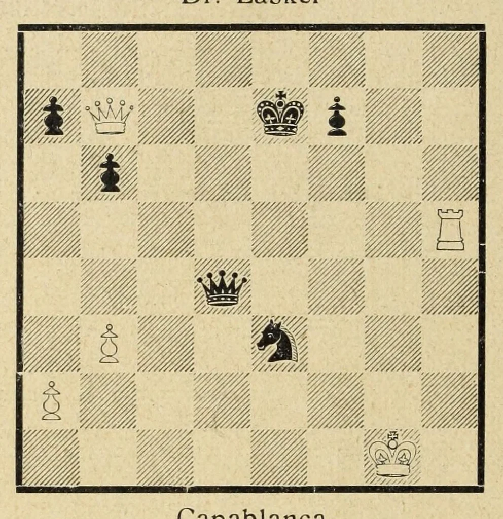 An illustration from Die hypermoderne schachpartie; ein schachlehr- und lese-buch, zugleich eine sammlung von 150 schönen meisterpartien aus den jahren 1914-1924, 1924, leaf 432