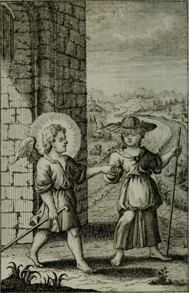 An illustration from Die ihren Gott liebende Seele, vorgestellt in den Sinnbildern des Hermanni Hugonis über seine Pia desideria, und des Ottonis Vaenii, über die Liebe Gottes, mit neuen Kupffern und Versen, welche zielen auf das innere Christenthum, aus dem Frantzösischen ins Teutsche übersetzt, 1743, leaf 107