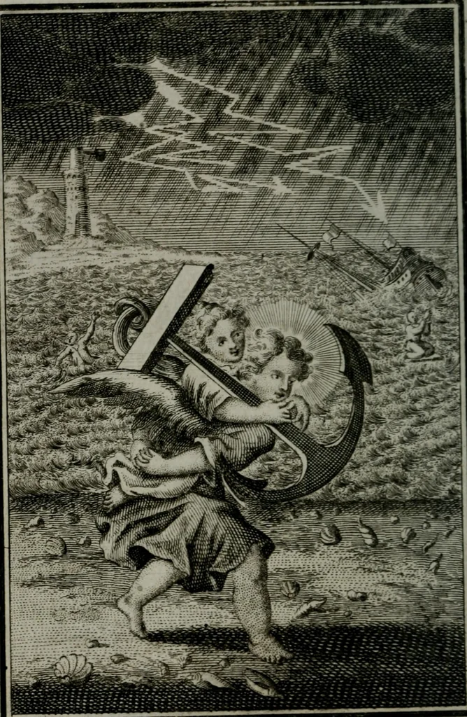 An illustration from Die ihren Gott liebende Seele, vorgestellt in den Sinnbildern des Hermanni Hugonis über seine Pia desideria, und des Ottonis Vaenii, über die Liebe Gottes, mit neuen Kupffern und Versen, welche zielen auf das innere Christenthum, aus dem Frantzösischen ins Teutsche übersetzt, 1743, leaf 125