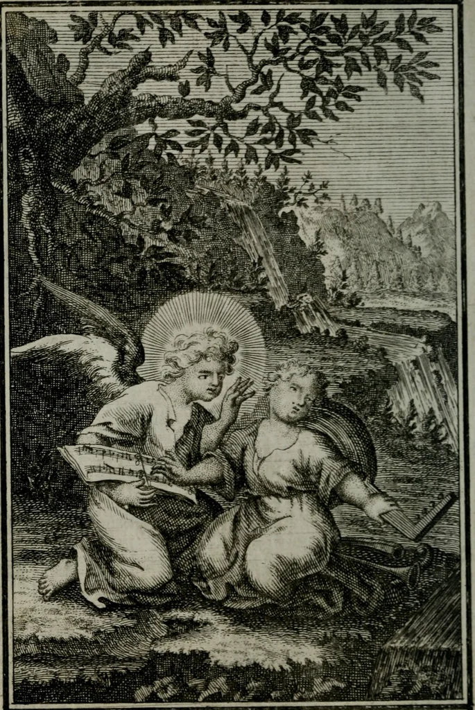 An illustration from Die ihren Gott liebende Seele, vorgestellt in den Sinnbildern des Hermanni Hugonis über seine Pia desideria, und des Ottonis Vaenii, über die Liebe Gottes, mit neuen Kupffern und Versen, welche zielen auf das innere Christenthum, aus dem Frantzösischen ins Teutsche übersetzt, 1743, leaf 131