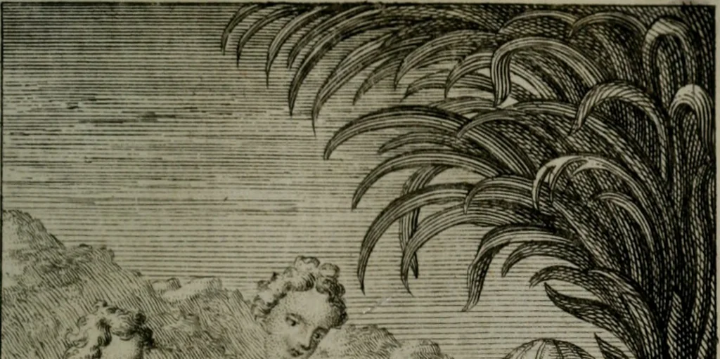 An illustration from Die ihren Gott liebende Seele, vorgestellt in den Sinnbildern des Hermanni Hugonis über seine Pia desideria, und des Ottonis Vaenii, über die Liebe Gottes, mit neuen Kupffern und Versen, welche zielen auf das innere Christenthum, aus dem Frantzösischen ins Teutsche übersetzt, 1743, leaf 134