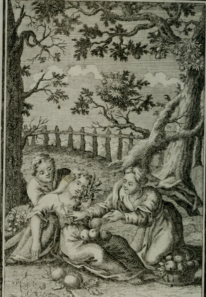 An illustration from Die ihren Gott liebende Seele, vorgestellt in den Sinnbildern des Hermanni Hugonis über seine Pia desideria, und des Ottonis Vaenii, über die Liebe Gottes, mit neuen Kupffern und Versen, welche zielen auf das innere Christenthum, aus dem Frantzösischen ins Teutsche übersetzt, 1743, leaf 137