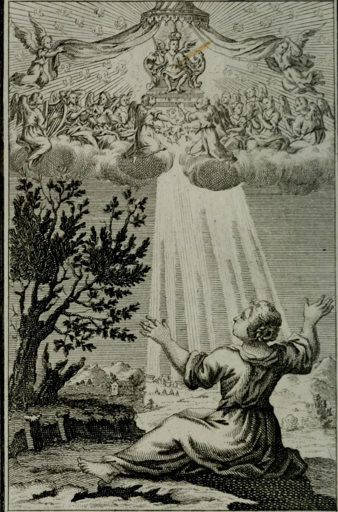 An illustration from Die ihren Gott liebende Seele, vorgestellt in den Sinnbildern des Hermanni Hugonis über seine Pia desideria, und des Ottonis Vaenii, über die Liebe Gottes, mit neuen Kupffern und Versen, welche zielen auf das innere Christenthum, aus dem Frantzösischen ins Teutsche übersetzt, 1743, leaf 173