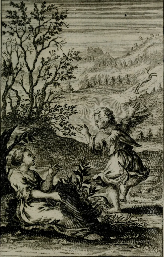 An illustration from Die ihren Gott liebende Seele, vorgestellt in den Sinnbildern des Hermanni Hugonis über seine Pia desideria, und des Ottonis Vaenii, über die Liebe Gottes, mit neuen Kupffern und Versen, welche zielen auf das innere Christenthum, aus dem Frantzösischen ins Teutsche übersetzt, 1743, leaf 176