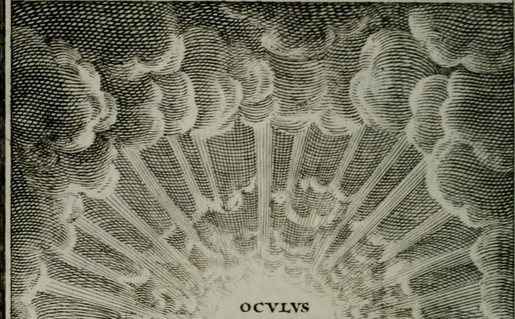 An illustration from Die ihren Gott liebende Seele, vorgestellt in den Sinnbildern des Hermanni Hugonis über seine Pia desideria, und des Ottonis Vaenii, über die Liebe Gottes, mit neuen Kupffern und Versen, welche zielen auf das innere Christenthum, aus dem Frantzösischen ins Teutsche übersetzt, 1743, leaf 189
