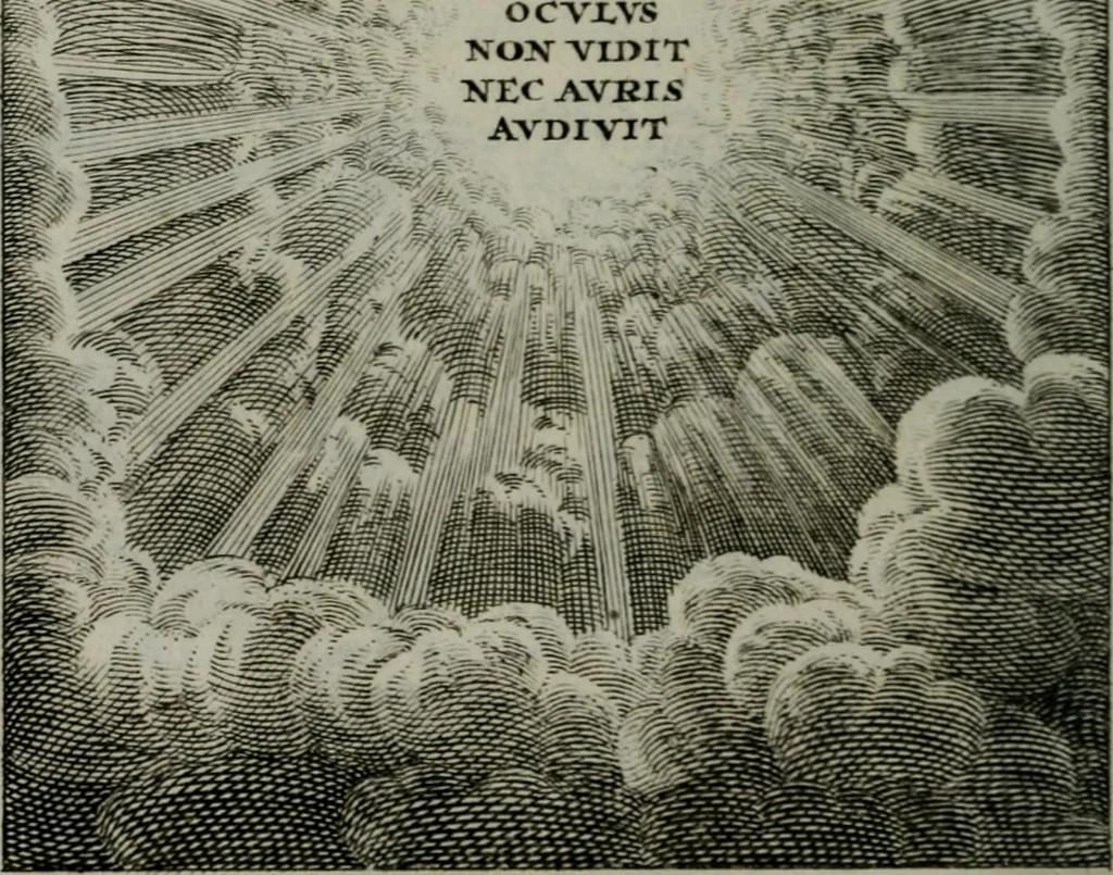 An illustration from Die ihren Gott liebende Seele, vorgestellt in den Sinnbildern des Hermanni Hugonis über seine Pia desideria, und des Ottonis Vaenii, über die Liebe Gottes, mit neuen Kupffern und Versen, welche zielen auf das innere Christenthum, aus dem Frantzösischen ins Teutsche übersetzt, 1743, leaf 189