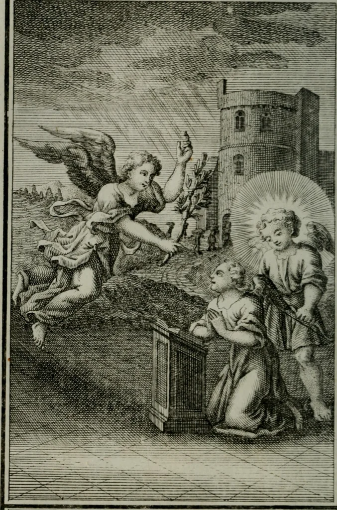 An illustration from Die ihren Gott liebende Seele, vorgestellt in den Sinnbildern des Hermanni Hugonis über seine Pia desideria, und des Ottonis Vaenii, über die Liebe Gottes, mit neuen Kupffern und Versen, welche zielen auf das innere Christenthum, aus dem Frantzösischen ins Teutsche übersetzt, 1743, leaf 207